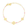 BRACCIALE CATENA FORZATINA DIAMANTATA CON QUADRIFOGLI E SMALTO ROSA IN ACCIAIO COLORE ORO