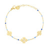 BRACCIALE CATENA FORZATINA DIAMANTATA CON QUADRIFOGLI E SMALTO BLU IN ACCIAIO COLORE ORO
