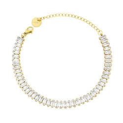 BRACCIALE TENNIS CON CRYSTAL BIANCHI BAGUETTE IN ACCIAIO COLORE ORO