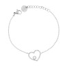 BRACCIALE CATENA FORZATINA DIAMANTATA CON CUORE E CRYSTAL BIANCHI IN ACCIAIO
