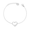 BRACCIALE CATENA FORZATINA DIAMANTATA CON DOPPIO CUORE E CRYSTAL BIANCHI IN ACCIAIO
