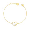 BRACCIALE CATENA FORZATINA DIAMANTATA CON DOPPIO CUORE E CRYSTAL BIANCHI IN ACCIAIO COLORE ORO