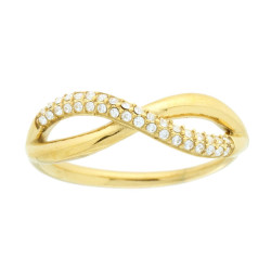 ANELLO INFINITO CON CRYSTAL BIANCHI IN ACCIAIO COLORE ORO