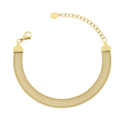BRACCIALE CATENA MILANO DIAMANTATA IN ACCIAIO COLORE ORO
