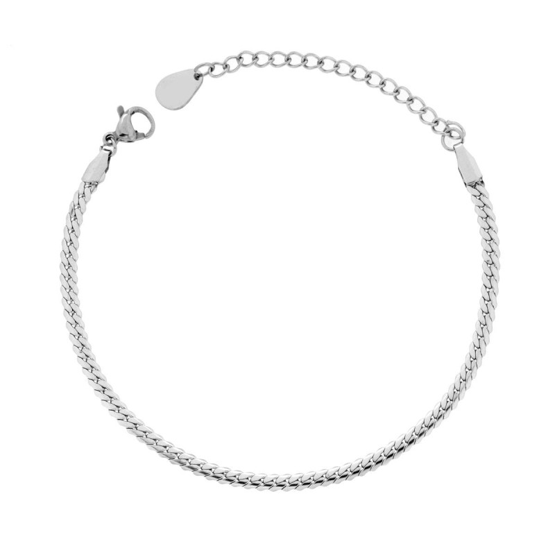 BRACCIALE CATENA GRUMETTA COMPRESSA PIATTA IN ACCIAIO