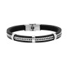 BRACCIALE UOMO IN ECOPELLE NERO CON INSERTO CATENA IN ACCIAIO