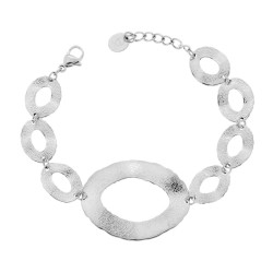 BRACCIALE CATENA CON PIASTRE OVALI IRREGOLARI DIAMANTATE IN ACCIAIO