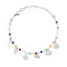 BRACCIALE CATENA CON CRYSTAL MULTICOLOR E CHARMS VIAGGIO PLAIN PENDENTI IN ACCIAIO