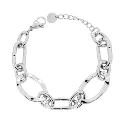 BRACCIALE CATENA FORZATINA CON OVALI MARTELLATI IN ACCIAIO