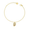 BRACCIALE CATENA FORZATINA DIAMANTATA CON CAMPANELLA E CRYSTAL BIANCHI IN ACCIAIO COLORE ORO