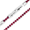 BRACCIALE TENNIS GRIFFE CM 16,5+4 CON CRYSTAL MM 3 ROSSO RUBINO REGOLABILE IN ACCIAIO