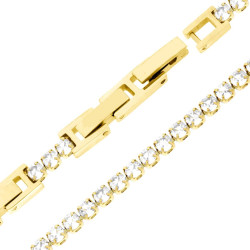 BRACCIALE TENNIS GRIFFE CM 16.5+4 CON CRYSTAL MM 3 BIANCHI REGOLABILE IN ACCIAIO COLORE ORO