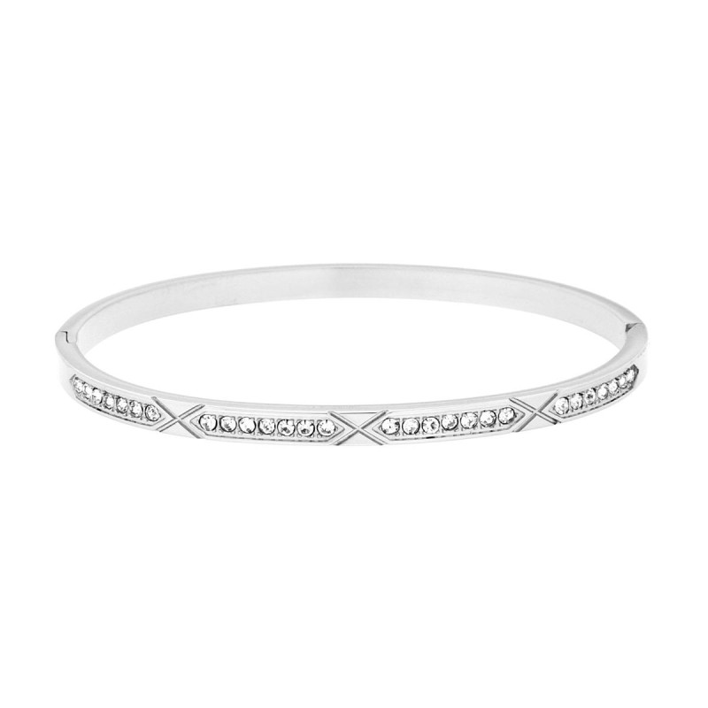 BRACCIALE RIGIDO MODELLO SCHIAVA CON CRYSTAL BIANCHI IN ACCIAIO