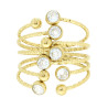 ANELLO FASCIA CONTRARIE MULTIFILO CON CRYSTAL BIANCHI IN ACCIAIO COLORE ORO