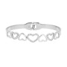 BRACCIALE RIGIDO MODELLO SCHIAVA CON CUORI E CRYSTAL BIANCHI IN ACCIAIO