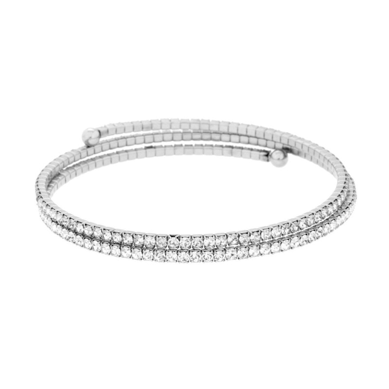 BRACCIALE TENNIS SEMIRIGIDO MODELLO SCHIAVA CON CRYSTAL BIANCHI IN ACCIAIO