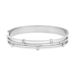 BRACCIALE RIGIDO MODELLO SCHIAVA TRE FILI CON CRYSTAL BIANCHI CARRE IN ACCIAIO
