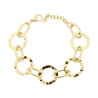 BRACCIALE CATENA CON PIASTRE TONDE IRREGOLARI MARTELLATE IN ACCIAIO COLORE ORO