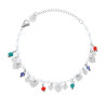BRACCIALE CATENA CON PERLE CRYSTAL MULTICOLOR E CUORI PENDENTI IN ACCIAIO