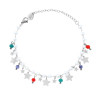 BRACCIALE CATENA CON PERLE CRYSTAL MULTICOLOR E STELLE PENDENTI IN ACCIAIO