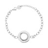 BRACCIALE CATENA FORZATINA CON TONDO CENTRALE E CRYSTAL BIANCHI IN ACCIAIO