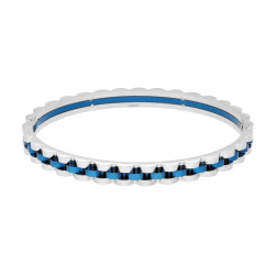 BRACCIALE RIGIDO MODELLO SCHIAVA CATENA ONDULATA BLU IN ACCIAIO