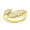 ANELLO FASCIA CONTRARIE FOGLIE CON CRYSTAL BIANCHI IN ACCIAIO COLORE ORO