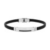 BRACCIALE UOMO IN ECOPELLE INTRECCIATA NERO CON TARGA E FUNE COLORE NERO IN ACCIAIO