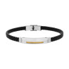 BRACCIALE UOMO IN ECOPELLE INTRECCIATA NERO CON TARGA E FUNE COLORE ORO IN ACCIAIO