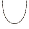 COLLANA CATENA CON ANELLI CUBETTI ANTRACITE E PIETRE NERO E OCCHI DI TIGRE IN ACCIAIO