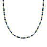 COLLANA CATENA CON ANELLI CUBETTI E PIETRE VERDE MALACHITE E BLU LAPISLAZZULI IN ACCIAIO