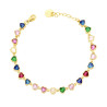 BRACCIALE TENNIS CUORE CON CRYSTAL MULTICOLOR IN ACCIAIO COLORE ORO