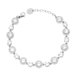 BRACCIALE TENNIS TONDI CONTORNATI DA CRYSTAL BIANCHI IN ACCIAIO