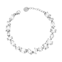 BRACCIALE TENNIS CON CRYSTAL MULTITAGLIO BIANCHI IN ACCIAIO