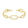 BRACCIALE CATENA CON OVALI E CRYSTAL BIANCHI IN ACCIAIO COLORE ORO