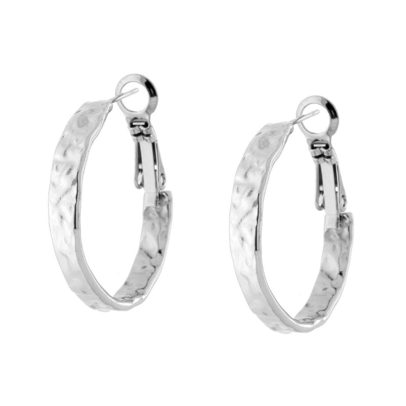 ORECCHINI CERCHIO FASCIA MARTELLATA MM 25 IN ACCIAIO