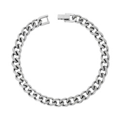 BRACCIALE CATENA GRUMETTA DIAMANTATA IN ACCIAIO