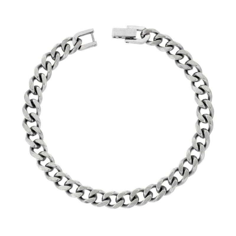 BRACCIALE CATENA GRUMETTA DIAMANTATA IN ACCIAIO