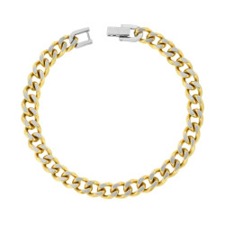 BRACCIALE CATENA GRUMETTA DIAMANTATA COLORE ORO IN ACCIAIO