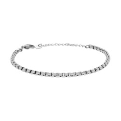 BRACCIALE CATENA VENEZIANA TONDA DIAMANTATA IN ACCIAIO
