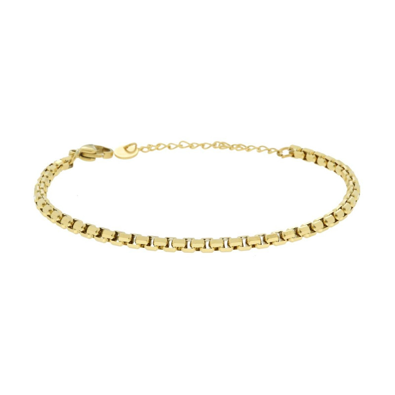 BRACCIALE CATENA VENEZIANA TONDA DIAMANTATA IN ACCIAIO COLORE ORO