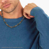 COLLANA CATENA CON PIETRE CILINDRICHE EFFETTO NATURALE E PIETRE EMATITE IN ACCIAIO