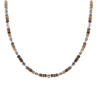 COLLANA CATENA CON PIETRE CILINDRICHE EFFETTO NATURALE E PIETRE EMATITE IN ACCIAIO