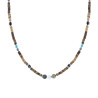 COLLANA CATENA CON PIETRE CILINDRICHE EFFETTO NATURALE CON PIETRE EMATITE E TURCHESE IN ACCIAIO
