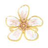 ANELLO FIORE CON SMALTO PERLATO COLORE BIANCO E BRONZO IN ACCIAIO COLORE ORO