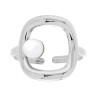 ANELLO CON RETTANGOLO E PERLA BIANCA IN ACCIAIO