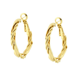 ORECCHINI CERCHIO TORCHON MM 28 IN ACCIAIO COLORE ORO