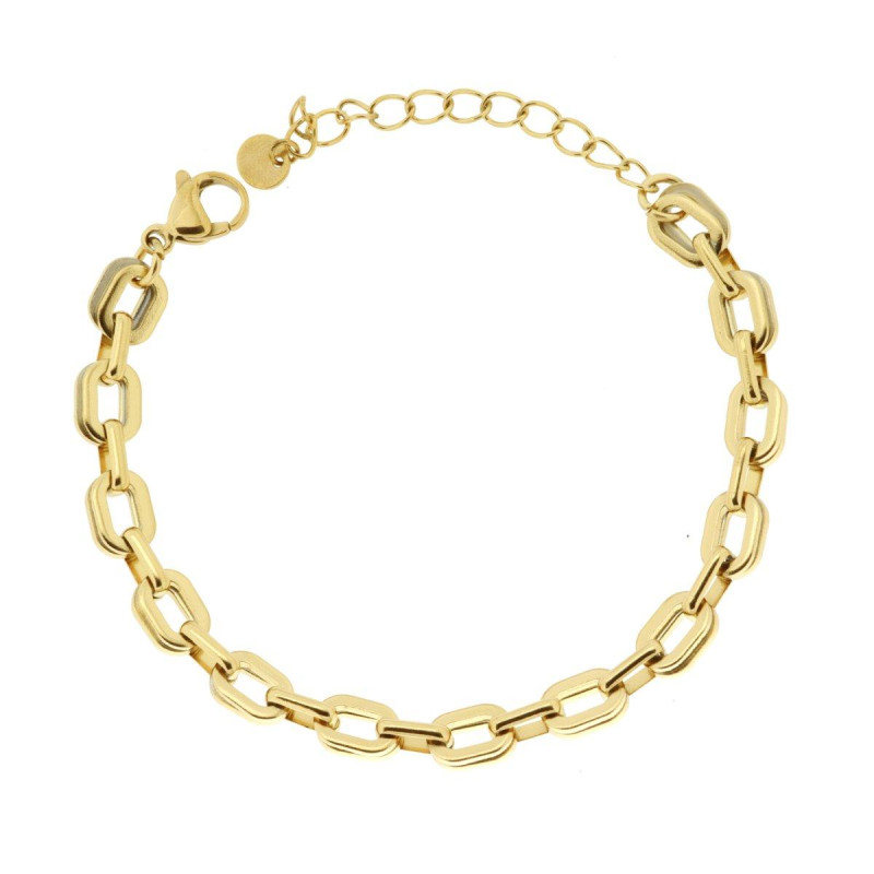 BRACCIALE CATENA FORZATINA MULTIMAGLIA IN ACCIAIO COLORE ORO
