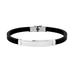 BRACCIALE UOMO IN CAUCCIU PVC NERO CON TARGA IN ACCIAIO