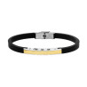BRACCIALE UOMO IN CAUCCIU PVC NERO CON TARGA COLORE ORO E STELLE IN ACCIAIO
